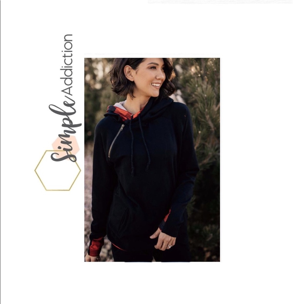 Black/Plaid Double Hooded Sweatshirt